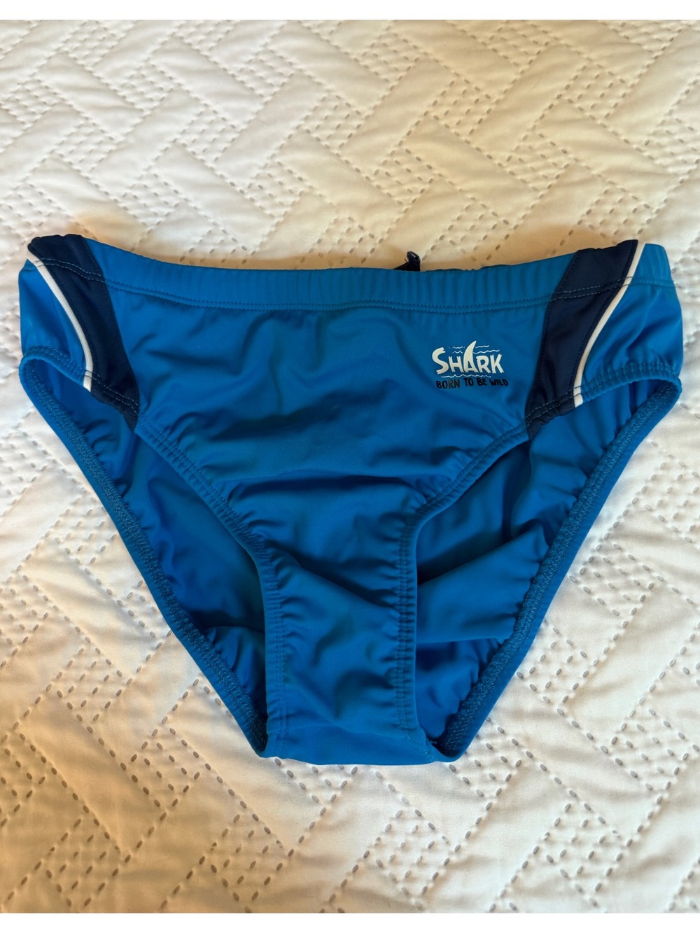 Shark Born To Be Wild Blue Boys Competitive Swim Training Briefs Size 9 10 Years